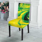 Yellow And Green Acid Melt Print Dining Chair Slipcover