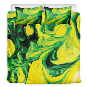 Yellow And Green Acid Melt Print Duvet Cover Bedding Set