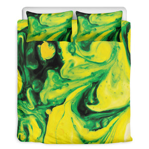 Yellow And Green Acid Melt Print Duvet Cover Bedding Set