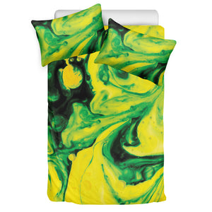 Yellow And Green Acid Melt Print Duvet Cover Bedding Set