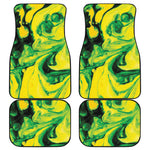 Yellow And Green Acid Melt Print Front and Back Car Floor Mats