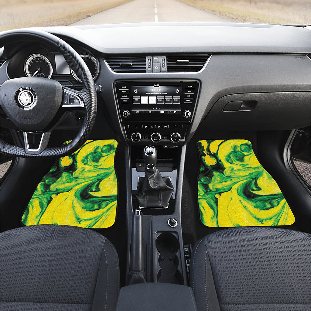 Yellow And Green Acid Melt Print Front and Back Car Floor Mats