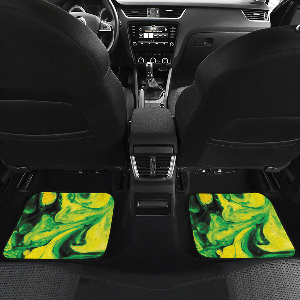 Yellow And Green Acid Melt Print Front and Back Car Floor Mats