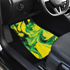 Yellow And Green Acid Melt Print Front and Back Car Floor Mats