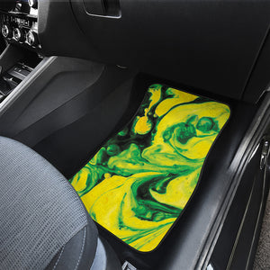 Yellow And Green Acid Melt Print Front and Back Car Floor Mats