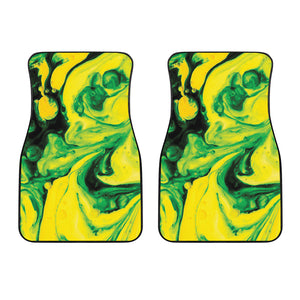 Yellow And Green Acid Melt Print Front Car Floor Mats