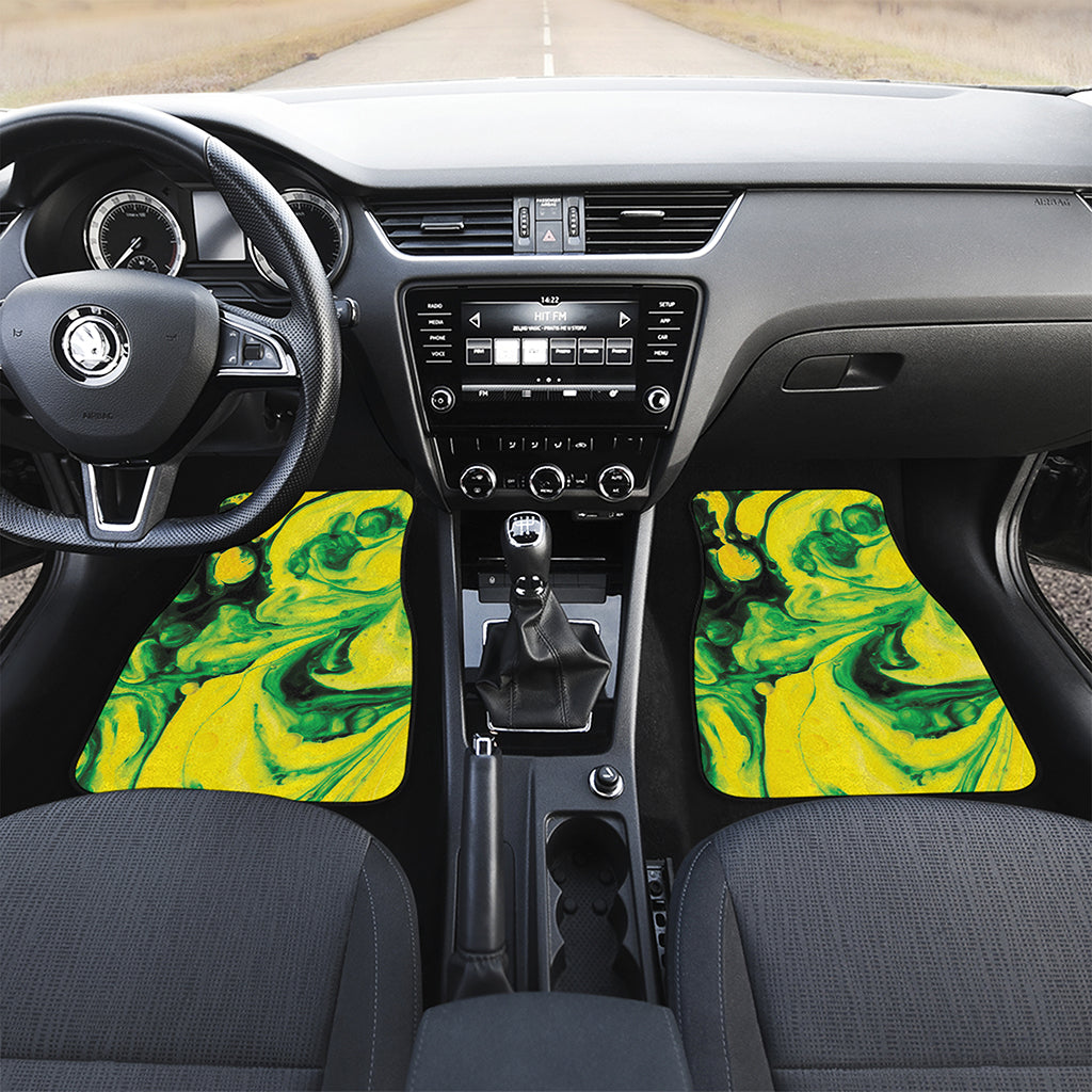 Yellow And Green Acid Melt Print Front Car Floor Mats