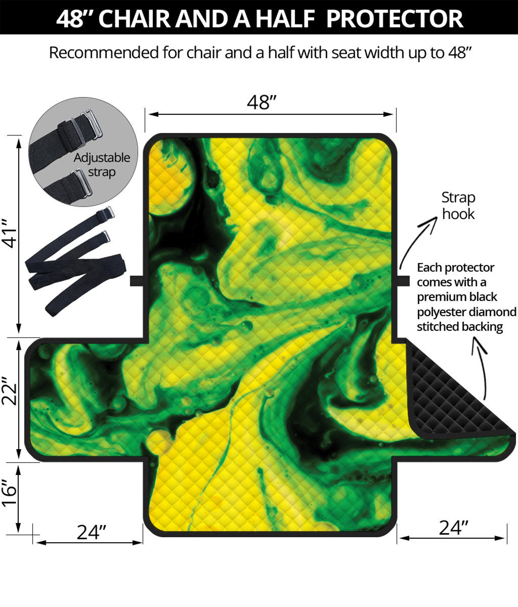 Yellow And Green Acid Melt Print Half Sofa Protector