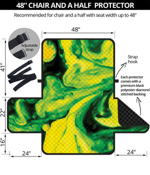 Yellow And Green Acid Melt Print Half Sofa Protector