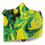 Yellow And Green Acid Melt Print Hooded Blanket