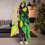 Yellow And Green Acid Melt Print Hooded Blanket