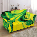 Yellow And Green Acid Melt Print Loveseat Slipcover