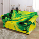 Yellow And Green Acid Melt Print Loveseat Slipcover