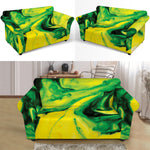 Yellow And Green Acid Melt Print Loveseat Slipcover