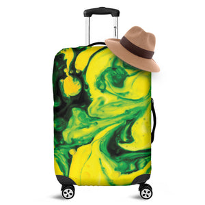 Yellow And Green Acid Melt Print Luggage Cover