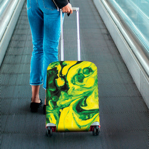 Yellow And Green Acid Melt Print Luggage Cover