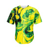 Yellow And Green Acid Melt Print Men's Baseball Jersey