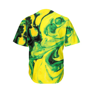 Yellow And Green Acid Melt Print Men's Baseball Jersey