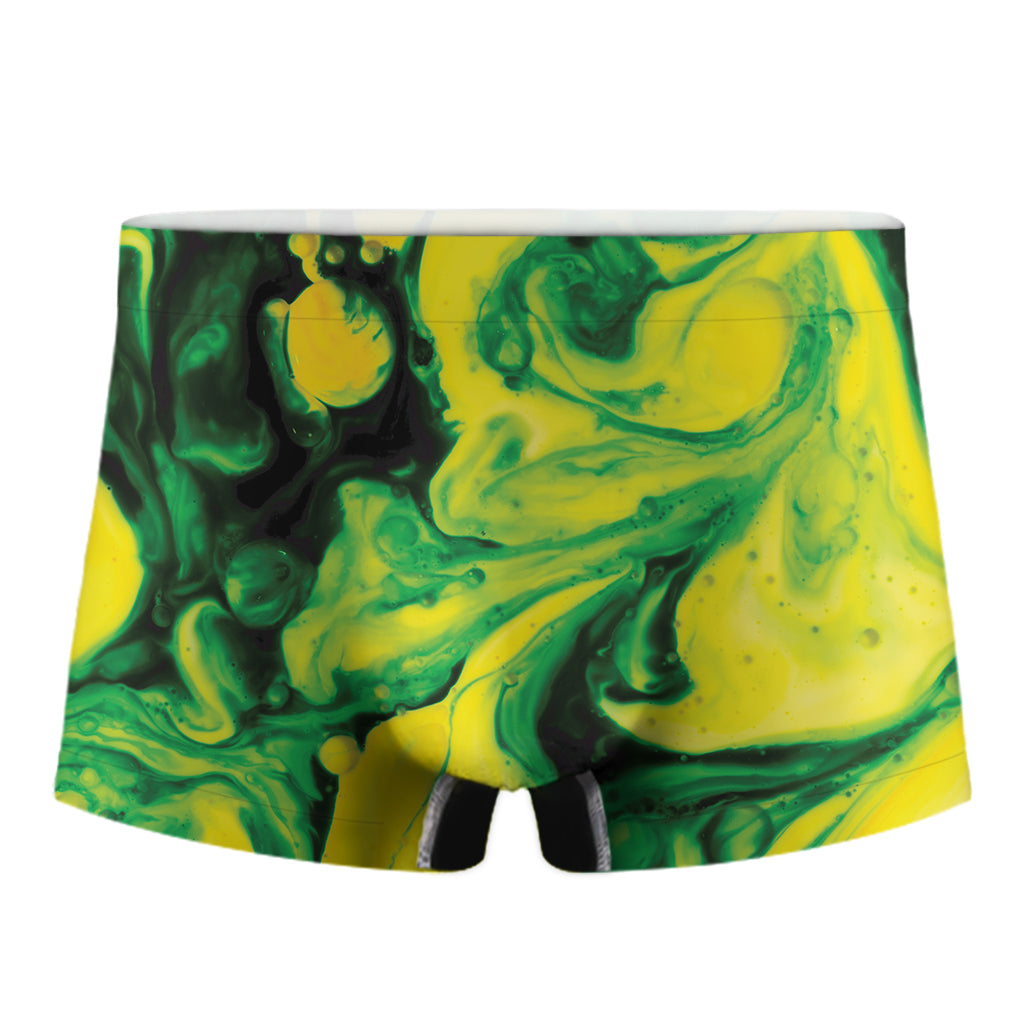 Yellow And Green Acid Melt Print Men's Boxer Briefs