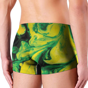 Yellow And Green Acid Melt Print Men's Boxer Briefs