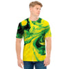 Yellow And Green Acid Melt Print Men's T-Shirt