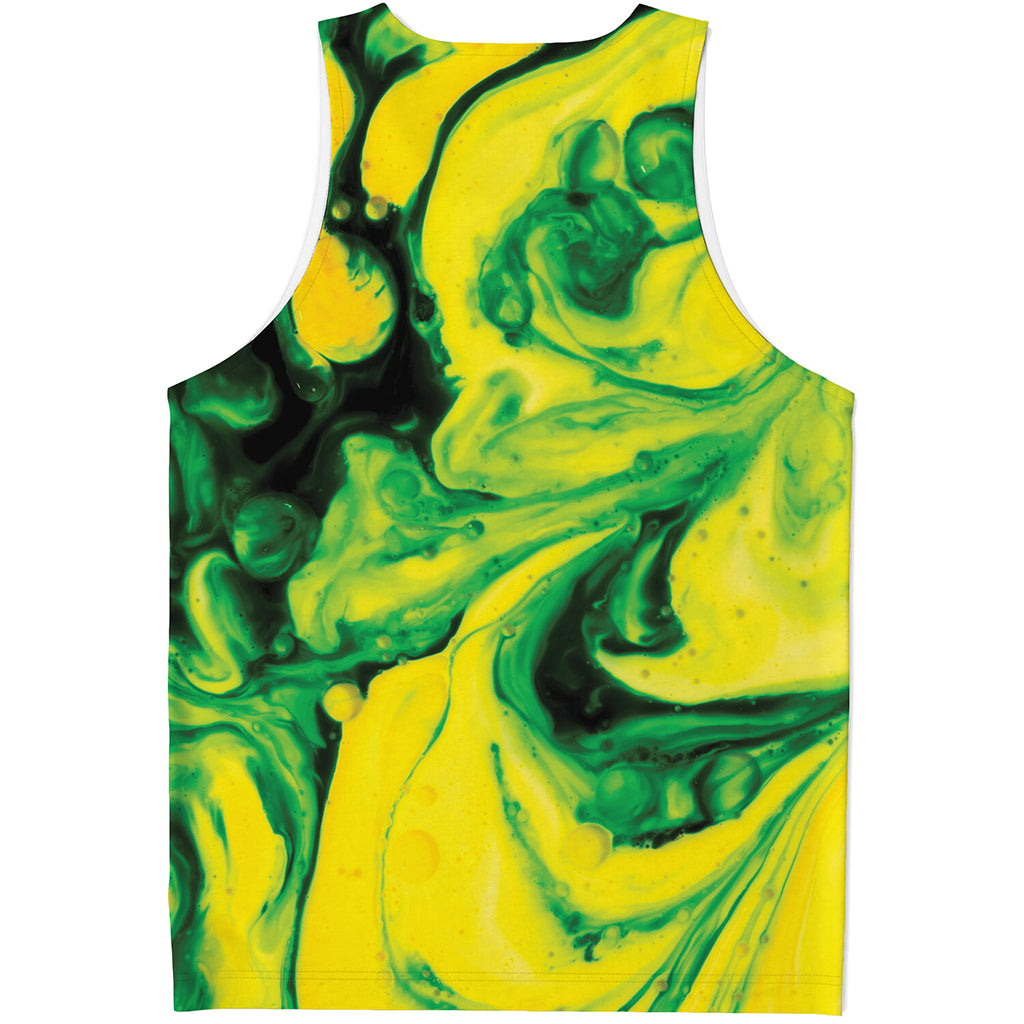 Yellow And Green Acid Melt Print Men's Tank Top