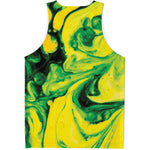 Yellow And Green Acid Melt Print Men's Tank Top