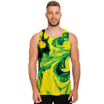 Yellow And Green Acid Melt Print Men's Tank Top