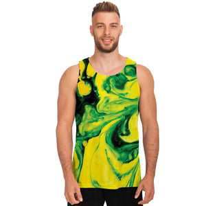 Yellow And Green Acid Melt Print Men's Tank Top