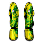 Yellow And Green Acid Melt Print Muay Thai Shin Guard