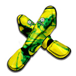 Yellow And Green Acid Melt Print Muay Thai Shin Guard