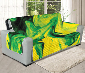 Yellow And Green Acid Melt Print Oversized Sofa Protector