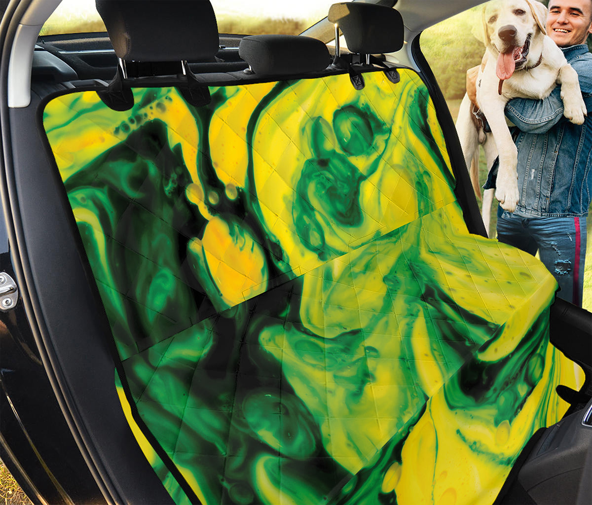 Yellow And Green Acid Melt Print Pet Car Back Seat Cover