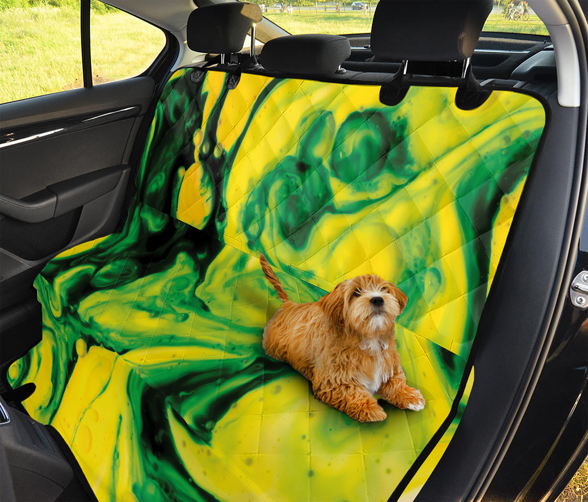 Yellow And Green Acid Melt Print Pet Car Back Seat Cover