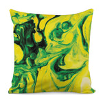 Yellow And Green Acid Melt Print Pillow Cover
