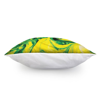 Yellow And Green Acid Melt Print Pillow Cover