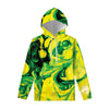 Yellow And Green Acid Melt Print Pullover Hoodie