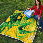 Yellow And Green Acid Melt Print Quilt