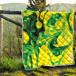 Yellow And Green Acid Melt Print Quilt