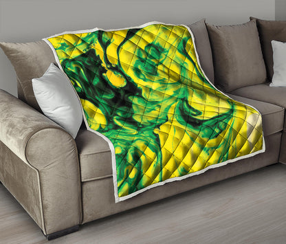 Yellow And Green Acid Melt Print Quilt