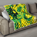 Yellow And Green Acid Melt Print Quilt