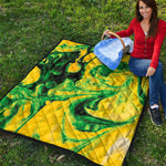 Yellow And Green Acid Melt Print Quilt
