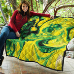 Yellow And Green Acid Melt Print Quilt