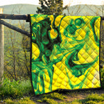 Yellow And Green Acid Melt Print Quilt