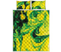 Yellow And Green Acid Melt Print Quilt Bed Set