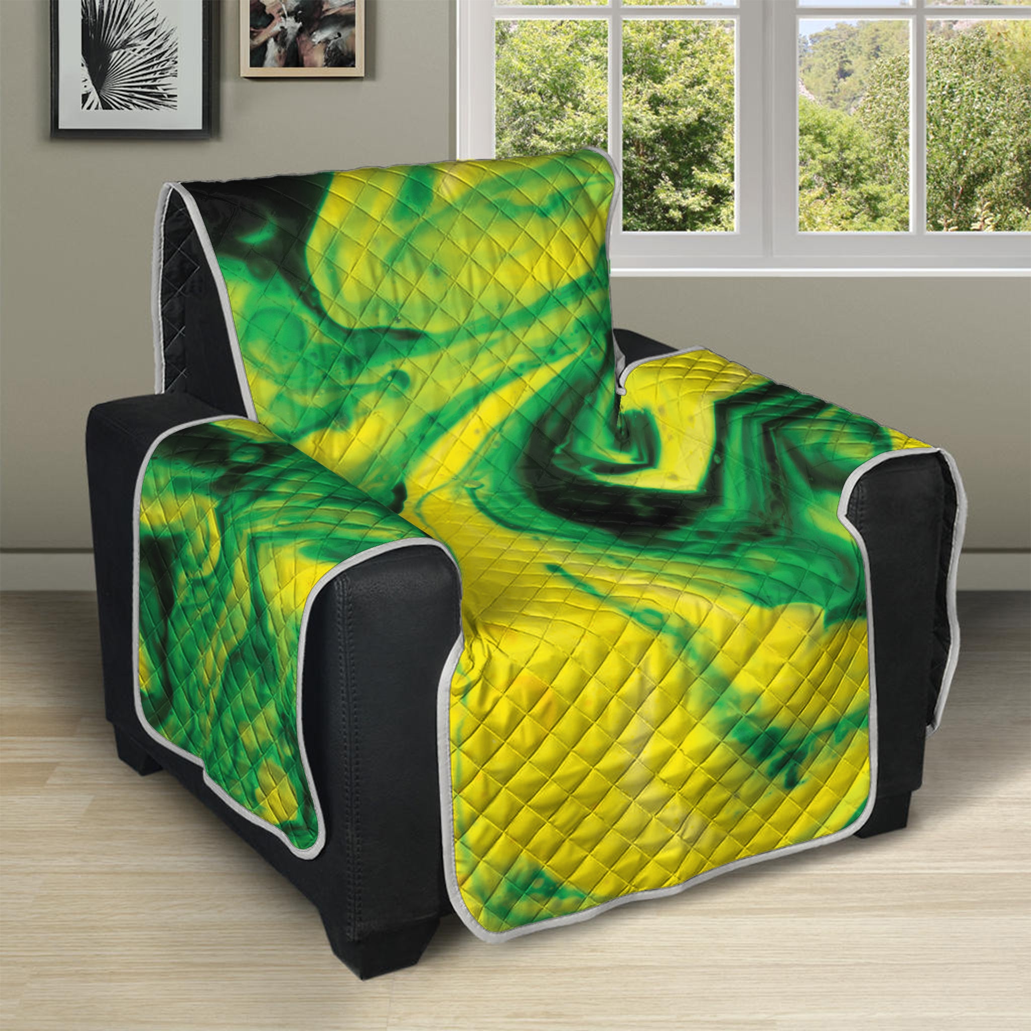 Yellow And Green Acid Melt Print Recliner Protector