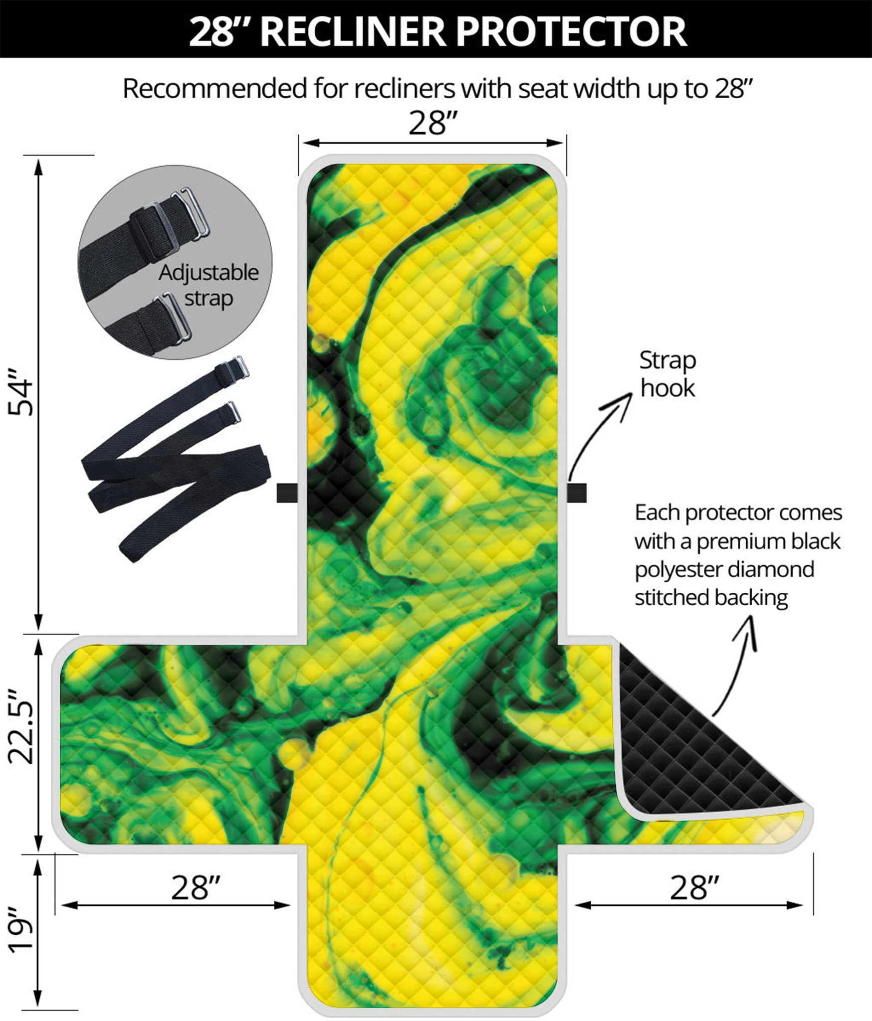 Yellow And Green Acid Melt Print Recliner Protector