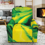 Yellow And Green Acid Melt Print Recliner Slipcover