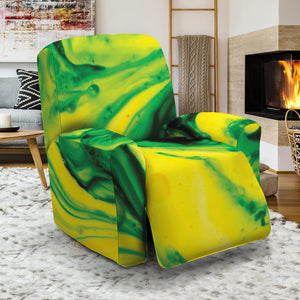 Yellow And Green Acid Melt Print Recliner Slipcover