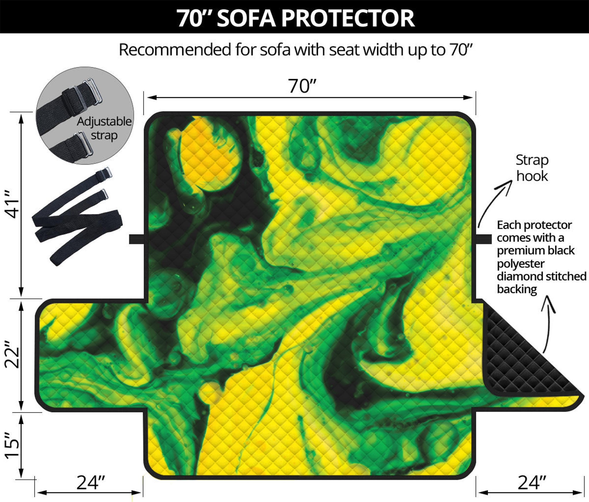 Yellow And Green Acid Melt Print Sofa Protector